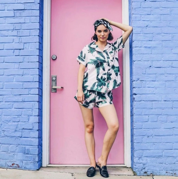 Plush X Revolve  Pj Set in Pink Jungle - Picture 1 of 12